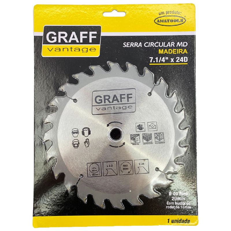 Serra Circular C/ Pastilha de Metal Duro P/ Madeira 7.1/4''x24D (579,0003) - Graff Vantage 