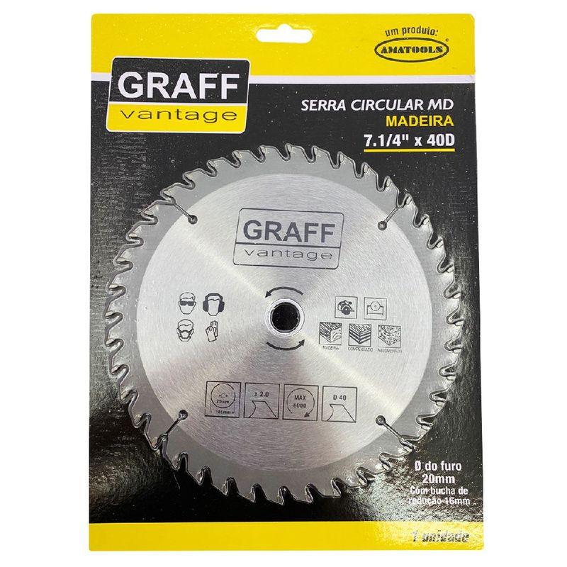 Serra Circular C/ Pastilha de Metal Duro P/ Madeira 7.1/4''x40D (579,0004) - Graff Vantage 