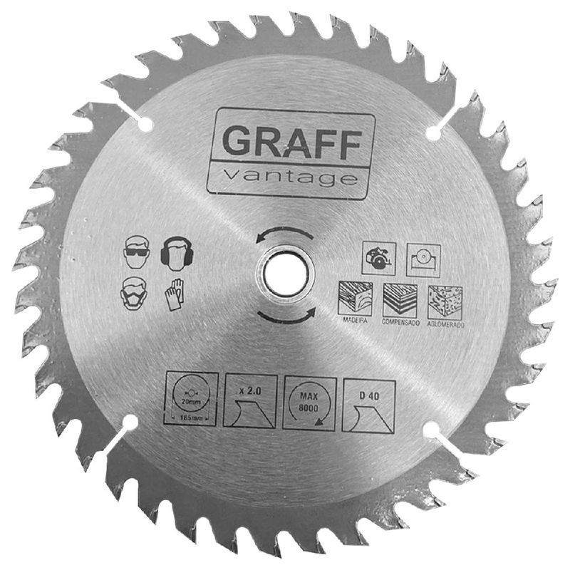 Serra Circular C/ Pastilha de Metal Duro P/ Madeira 7.1/4''x40D (579,0004) - Graff Vantage 