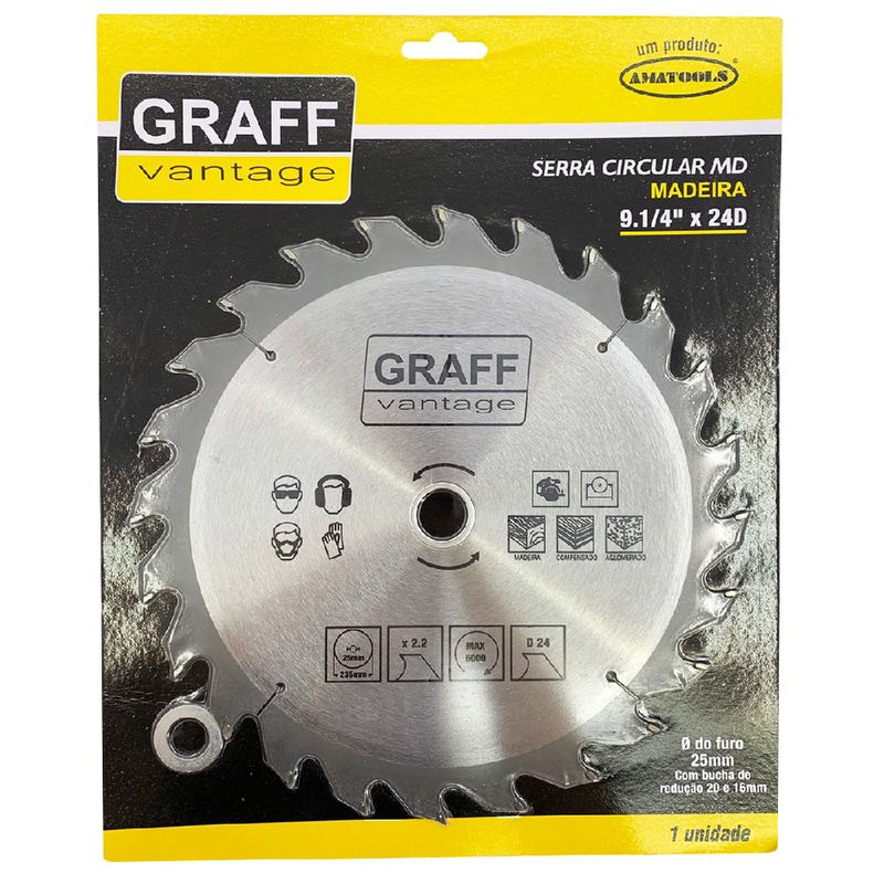 Serra Circular C/ Pastilha de Metal Duro P/ Madeira 9.1/4''x24D (579,0006) - Graff Vantage 