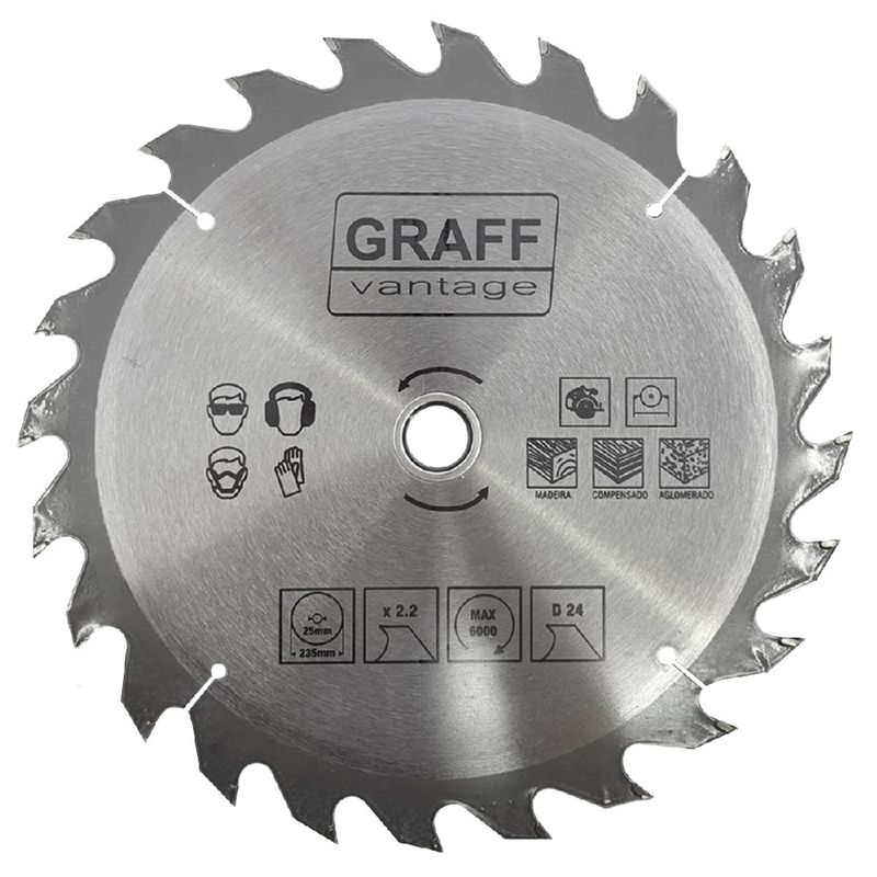 Serra Circular C/ Pastilha de Metal Duro P/ Madeira 9.1/4''x24D (579,0006) - Graff Vantage 