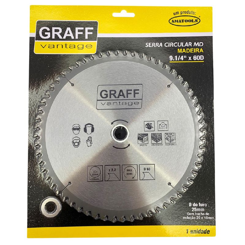 Serra Circular C/ Pastilha de Metal Duro P/ Madeira 9.1/4''x60D (579,0008) - Graff Vantage 