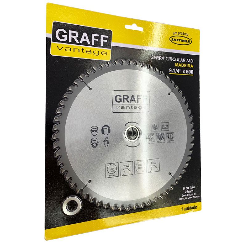 Serra Circular C/ Pastilha de Metal Duro P/ Madeira 9.1/4''x60D (579,0008) - Graff Vantage 