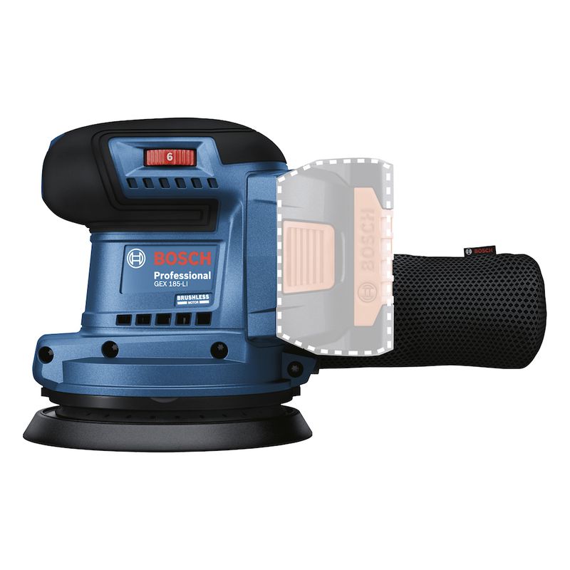 Lixadeira roto orbital à bateria Bosch GEX 185-LI, 18V SB Brushless