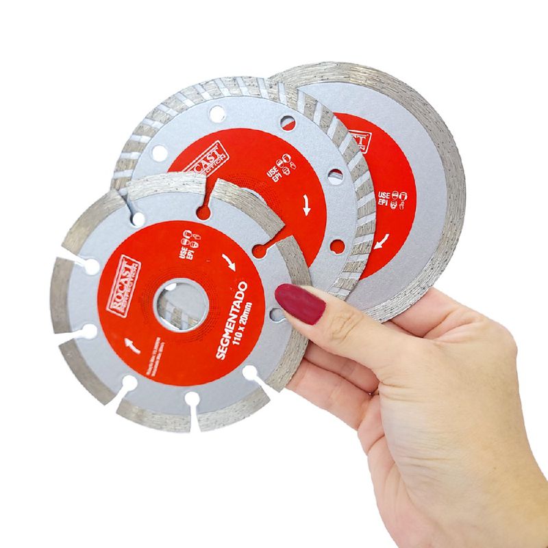Kit Disco Diamantado Segmentado - Turbo - Liso C/ 3 pçs (34,0018) - Rocast 