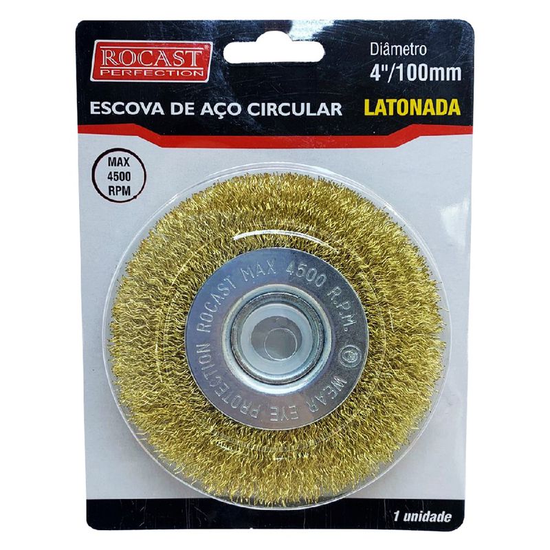 Escova de Aço Latonado Circular 4 x 1/2" (319,0027) - Rocast