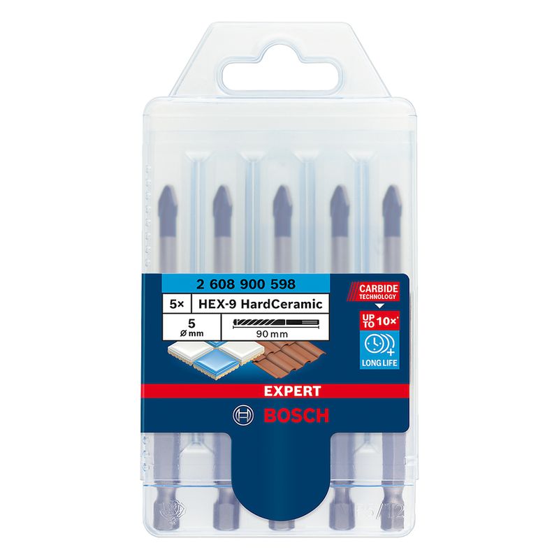 Jogo de brocas Bosch EXPERT HEX-9 Hard Ceramic 5x90mm