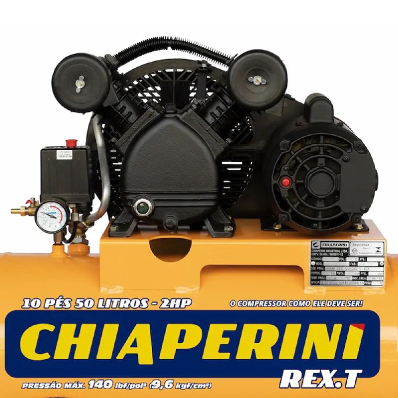 Compressor de ar média pressão 10 pcm 50 litros (10 REX.T) – Chiaperini
