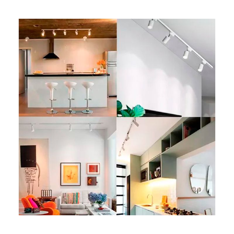 Kit Trilho Eletrificado p/ Spot Led 1M + 4 Spots 7W 3.000K Branco - Noll Led
