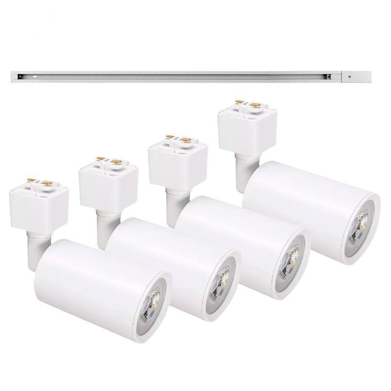 Kit Trilho Eletrificado p/ Spot Led 1M + 4 Spots 7W 3.000K Branco - Noll Led