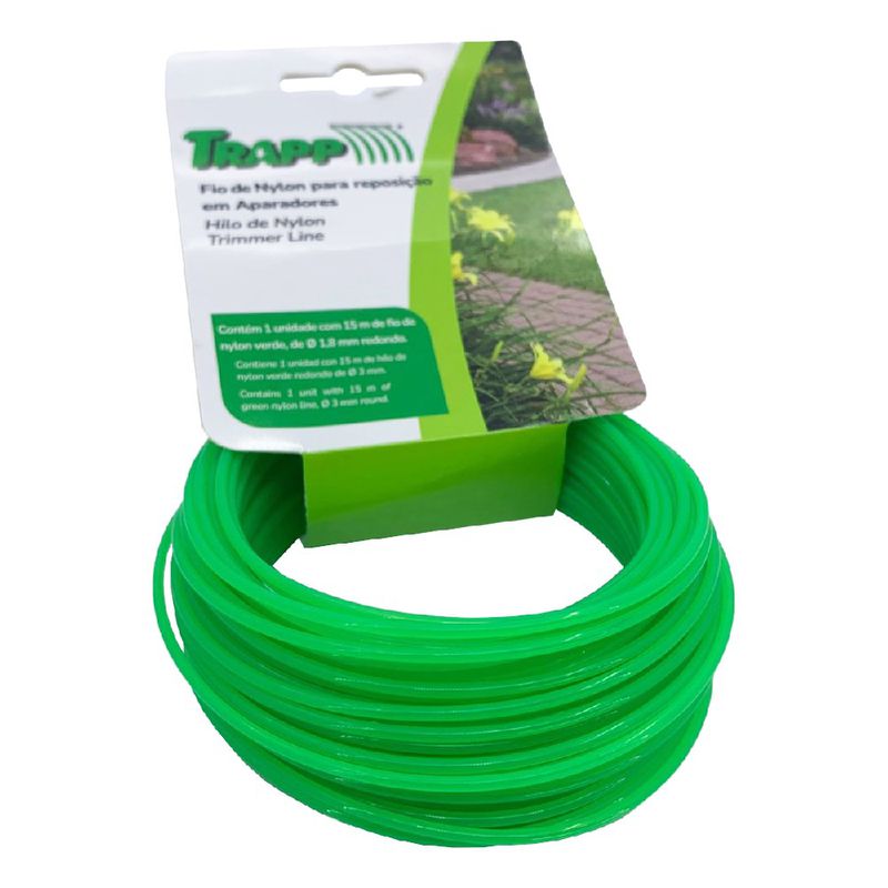 Fio De Nylon Para Aparador 15m x 1,8mm Verde (3910010) - Trapp