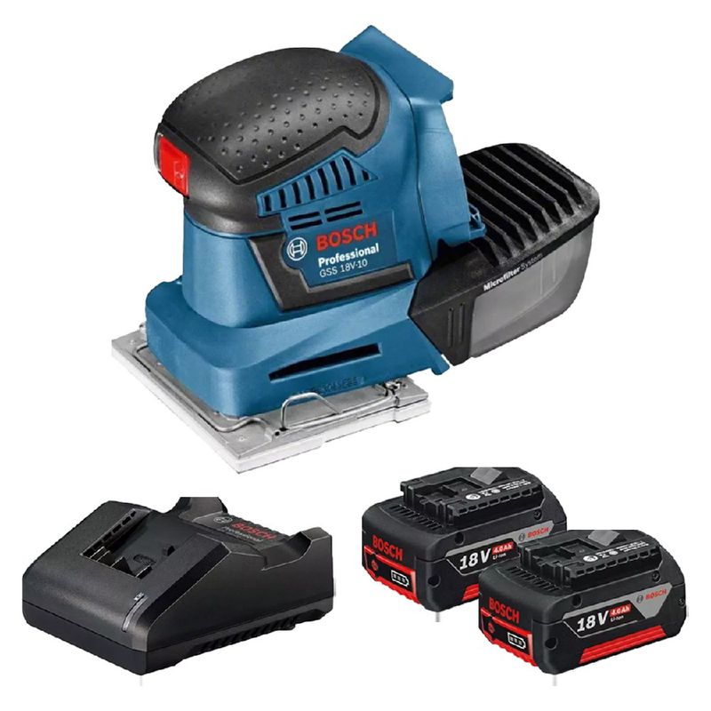 Lixadeira Oscilante 18V Sem Fio Com Carregador e 2 Baterias (GSS 18V-10) - Bosch