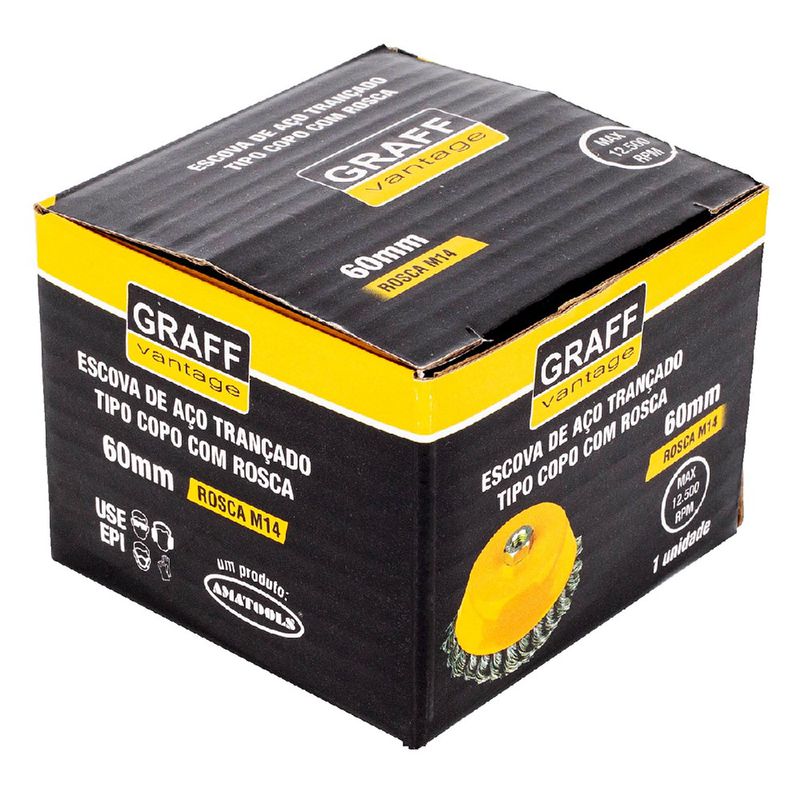 Escova de Aço Trançado tipo Copo c/ Rosca 60xM14mm (571,0020) - Graff Vintage