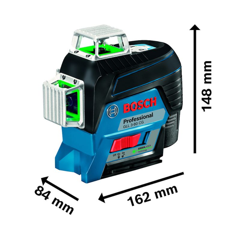 Nível a Laser de Linhas Verdes GLL 3-80 CG, Bluetooth, em maleta - Bosch 