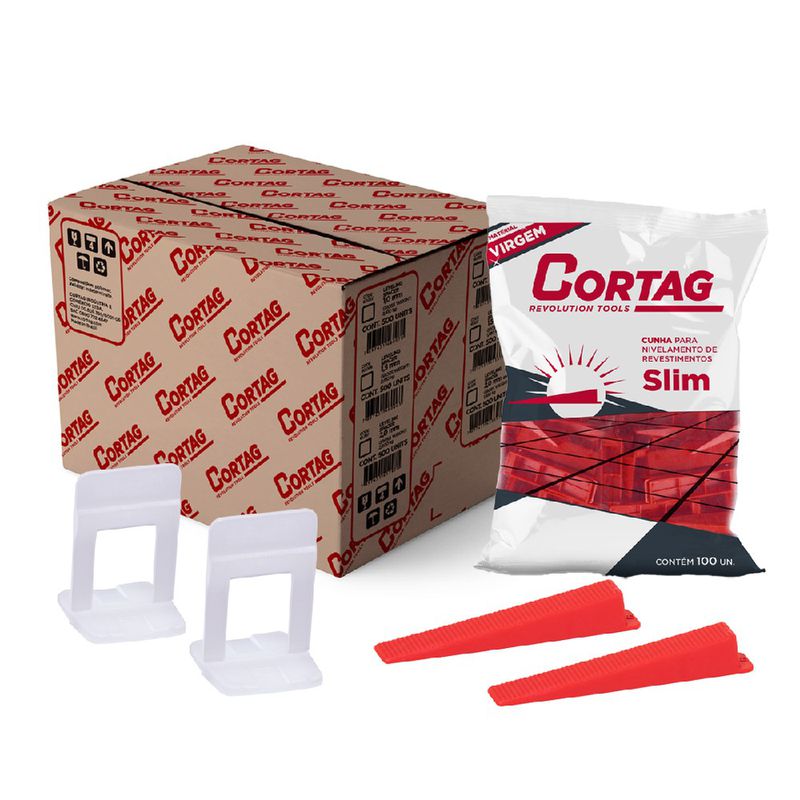 Kit 1000 Espaçadores 2,0mm Slim (62418) + 100 Cunhas Slim (61538) - Cortag