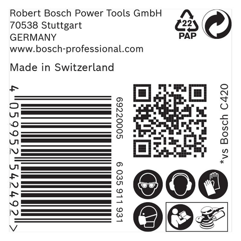 Disco de lixa Bosch EXPERT C470 125mm G100, 50 peças