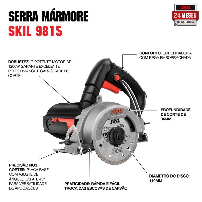Serra Mármore Skil 9815 1200W, com 2 Chaves 