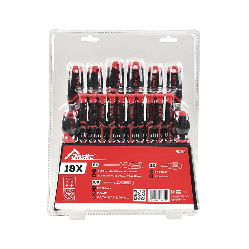 Jogo de Chaves Fenda,Phillips,Torx 18 Peças (702483) - Onsite