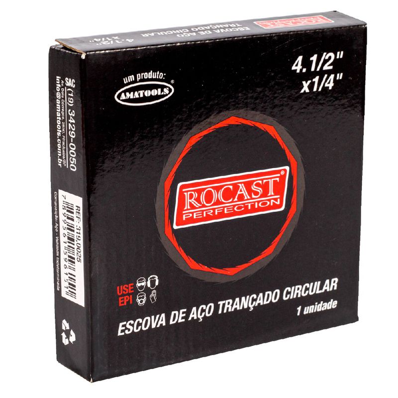 Escova Circular de Aço Trançado 4.1/2'' X 1/4'' (319,0025) - Rocast