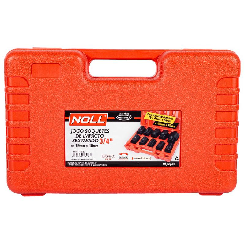Jogo de Soquete de Impacto Sextavado 3/4'' - 19 á 46mm (435,0183) - Noll