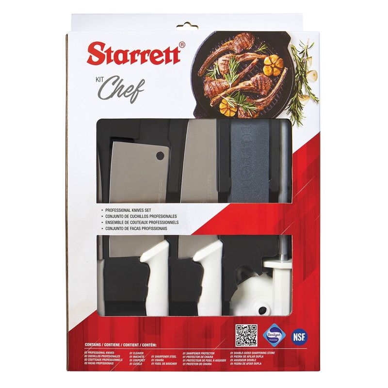 Kit de Facas Chef Com Cutelo Branco 6 Peças (BKK-6W1) - Starrett