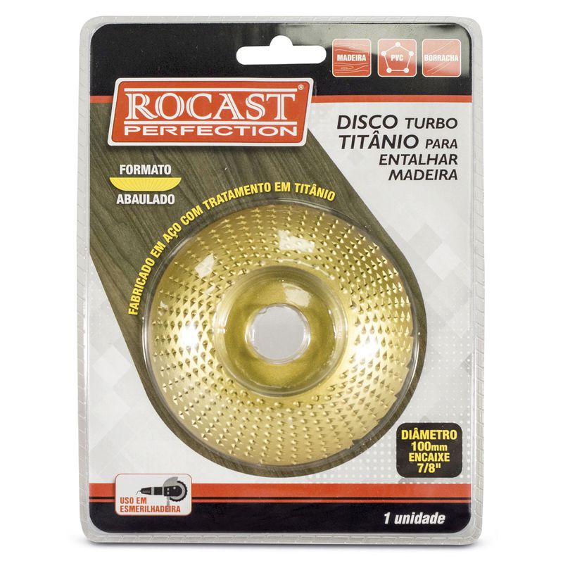 Disco Turbo em Titânio Para Entalhar Madeira 100 x 22mm (508,0001) - Rocast