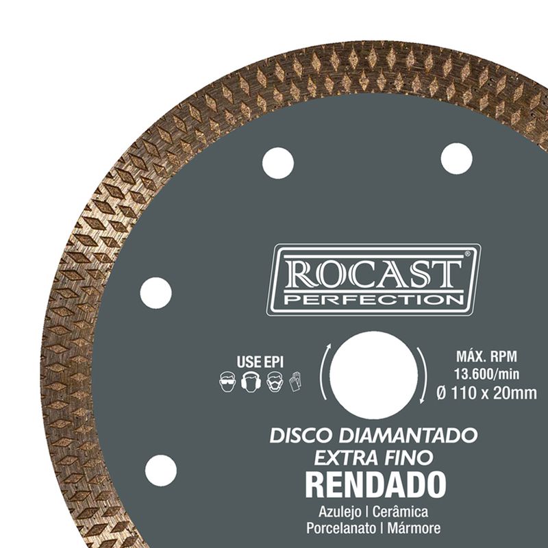 Disco Diamantado Rendado Para Porcelanato - Extrafino 110 x 20mm (34,0017) - Rocast