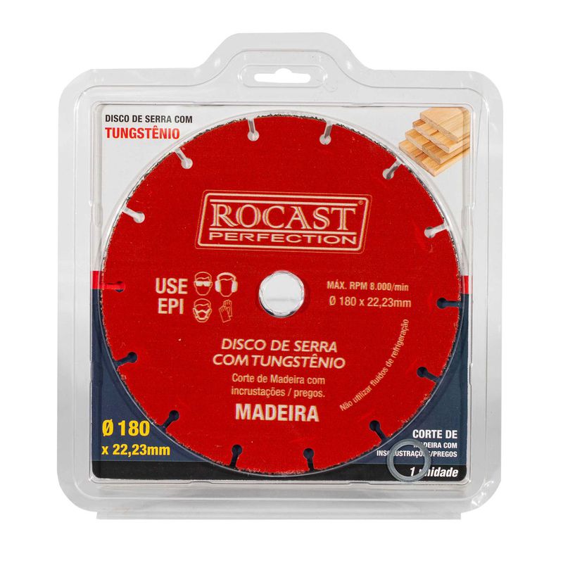 Disco de Serra Com Tungstênio Para Madeira 180 x 22,2 (245,0002) - Rocast