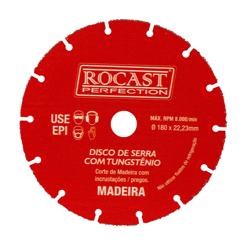 Disco de Serra Com Tungstênio Para Madeira 180 x 22,2 (245,0002) - Rocast