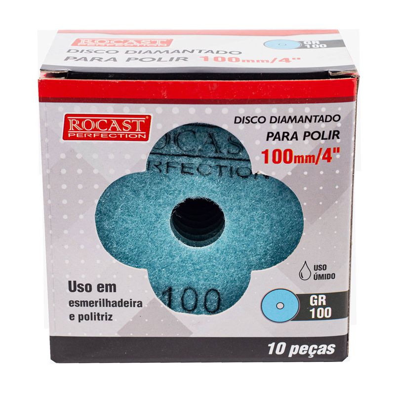 Kit Disco Diamantado Para Polir 4'' GR. 100 Com 10 Unidades (545,0002) - Rocast