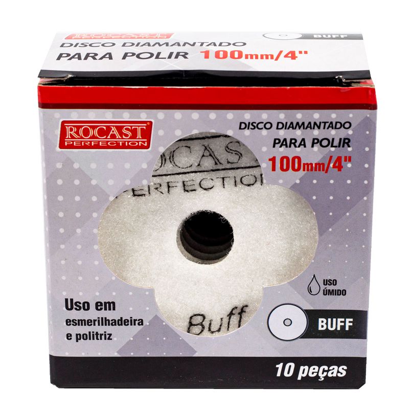 Kit Disco Diamantado Para Polir 4'' GR. Buff Com 10 Unidades (545,0008) - Rocast
