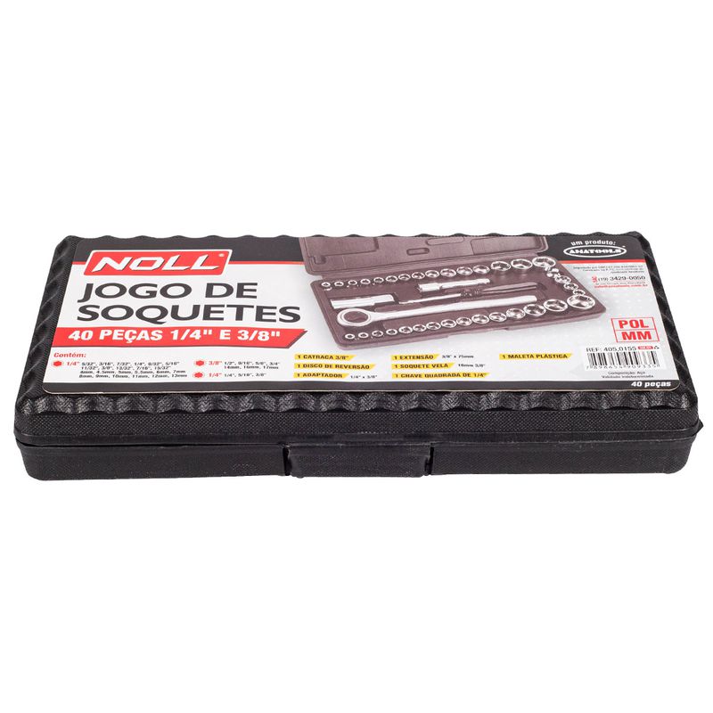 Jogo de Soquetes 1/4'' e 3/8'' Com 40 Peças (405,0155) - Noll