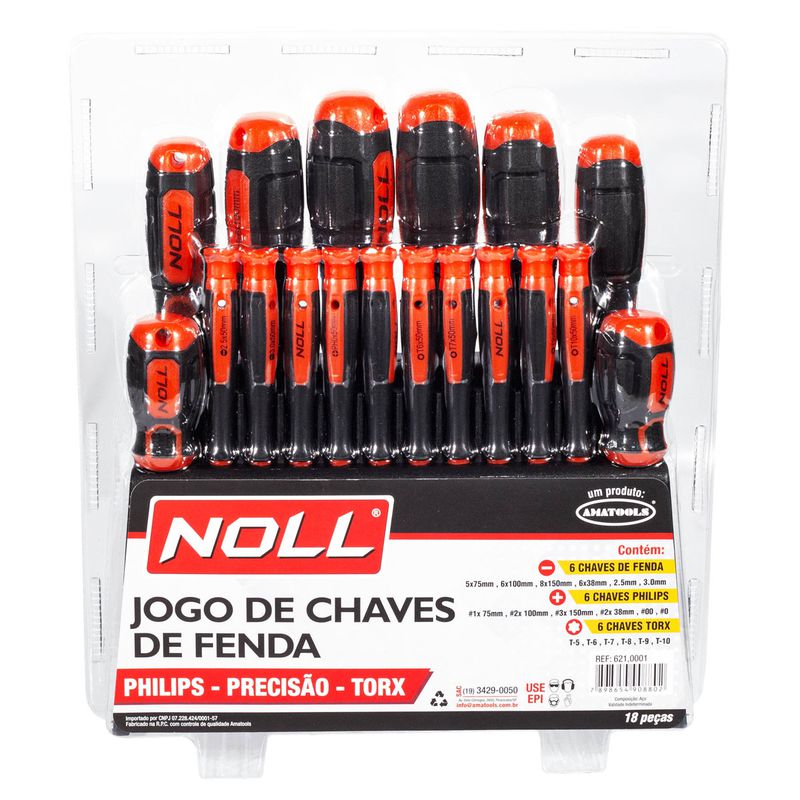 Jogo de Chaves de Fenda/Precisão/Phillips/Torx Com 18 Peças (621,0001) - Noll