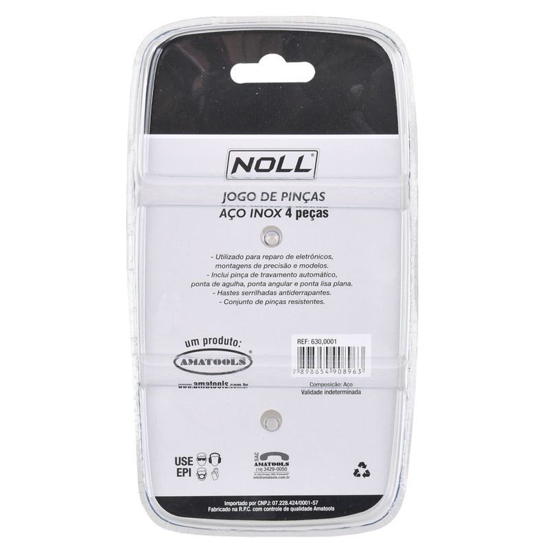 Jogo de Pinças de Inox Com 4 Peças (630,0001) - Noll