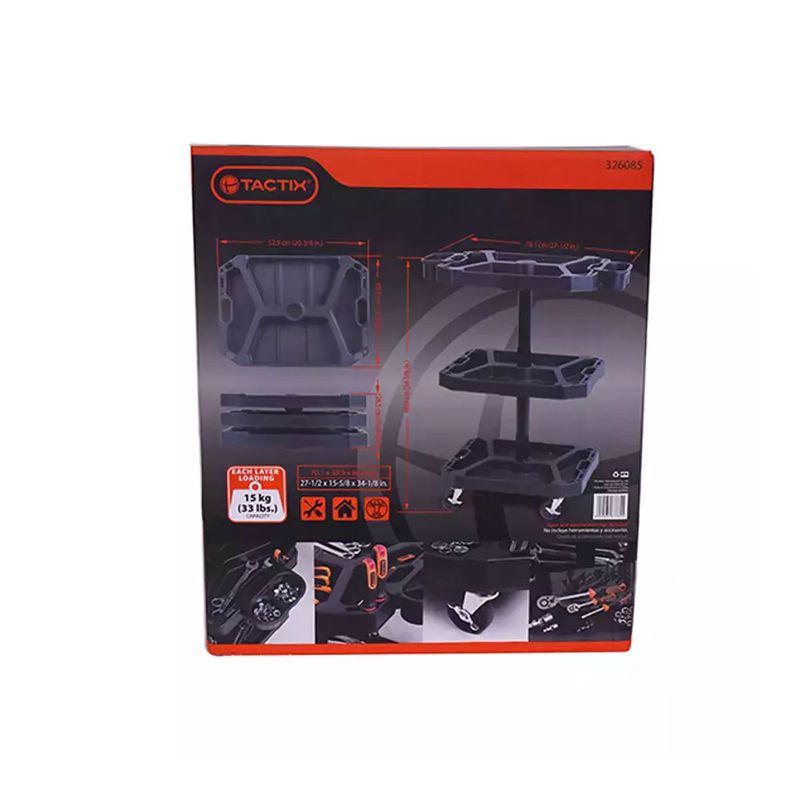 Carrinho Para Ferramentas Com 3 Bandejas Modulares (326085) - Tactix