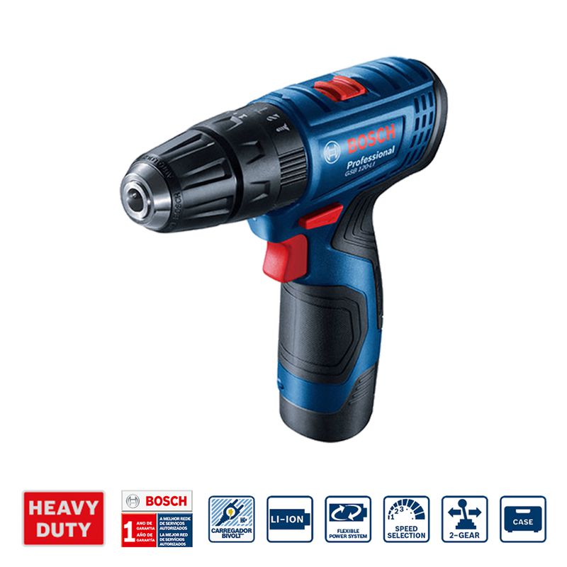 Parafusadeira Furadeira GSB 120-LI 12V 2 baterias e maleta - Bosch