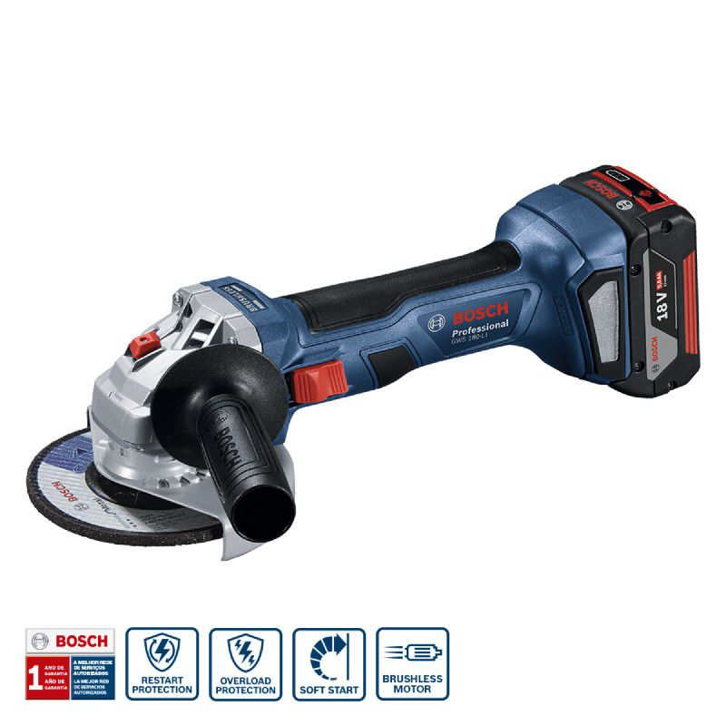 Esmerilhadeira à bateria Bosch GWS 180-LI Brushless 18V 2 baterias
