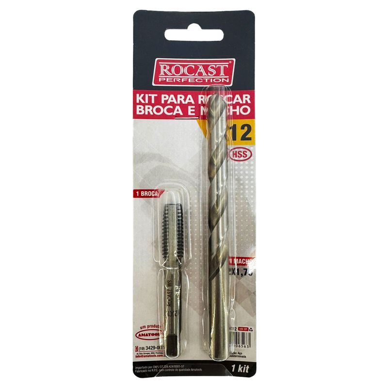 Kit Para Roscar Broca e Macho HSS M12 x 1,75mm (94,0012) - Rocast