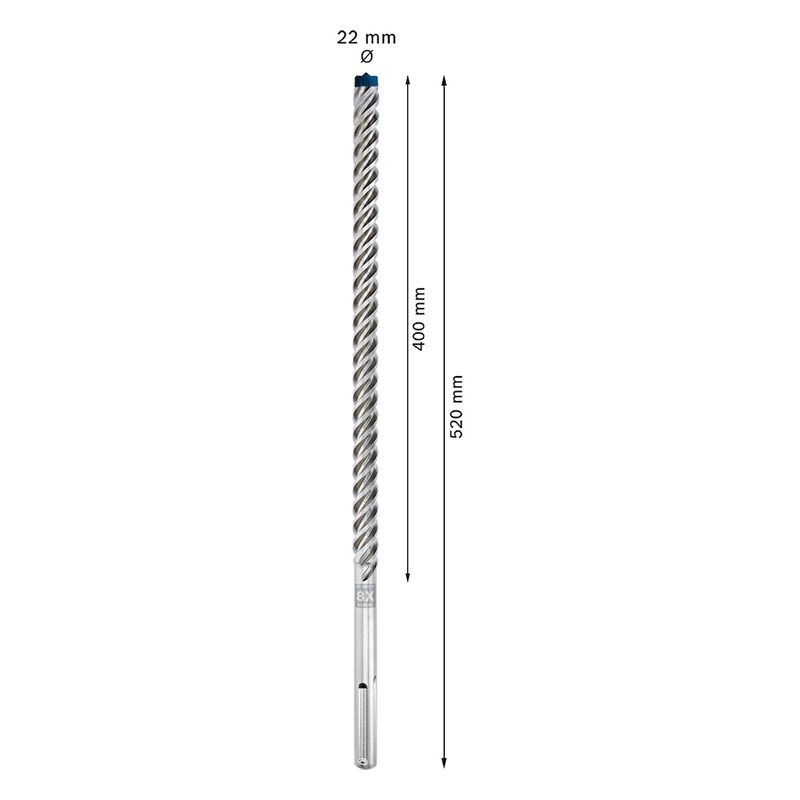 Broca para concreto Bosch EXPERT SDS Max-8X Diâmetro22 x 400 x 520 mm