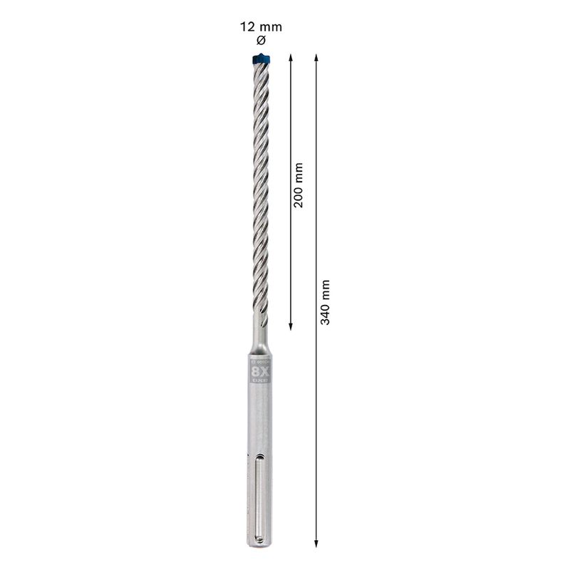 Broca para concreto Bosch EXPERT SDS Max-8X Diâmetro12 x 200 x 340 mm