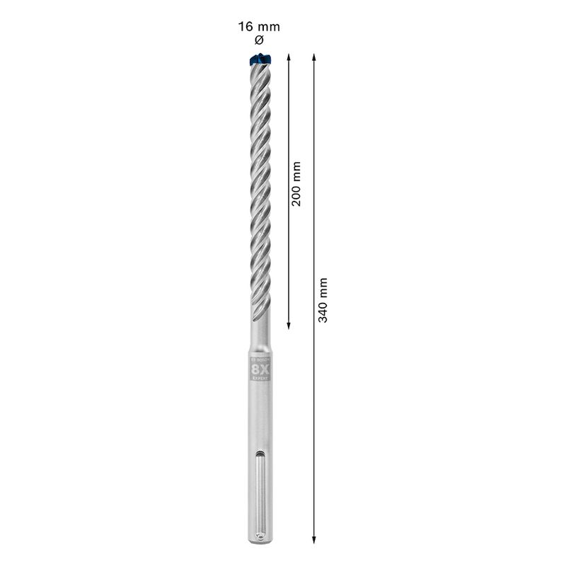 Broca para concreto Bosch EXPERT SDS Max-8X Diâmetro16 x 200 x 340 mm