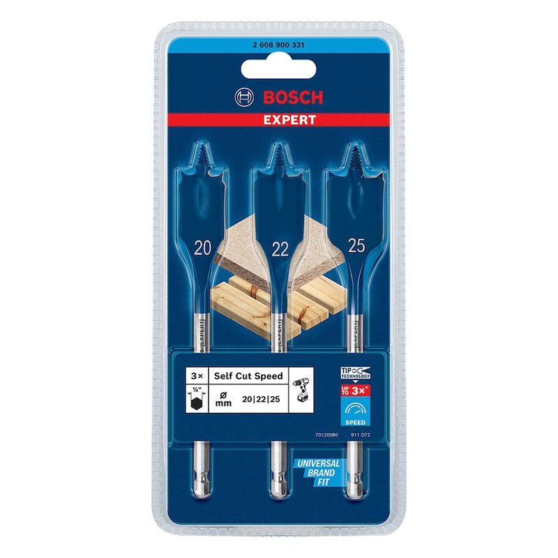Jogo com 3 Brocas Bosch EXPERT Self Cut Speed 20-25mm x 152mm