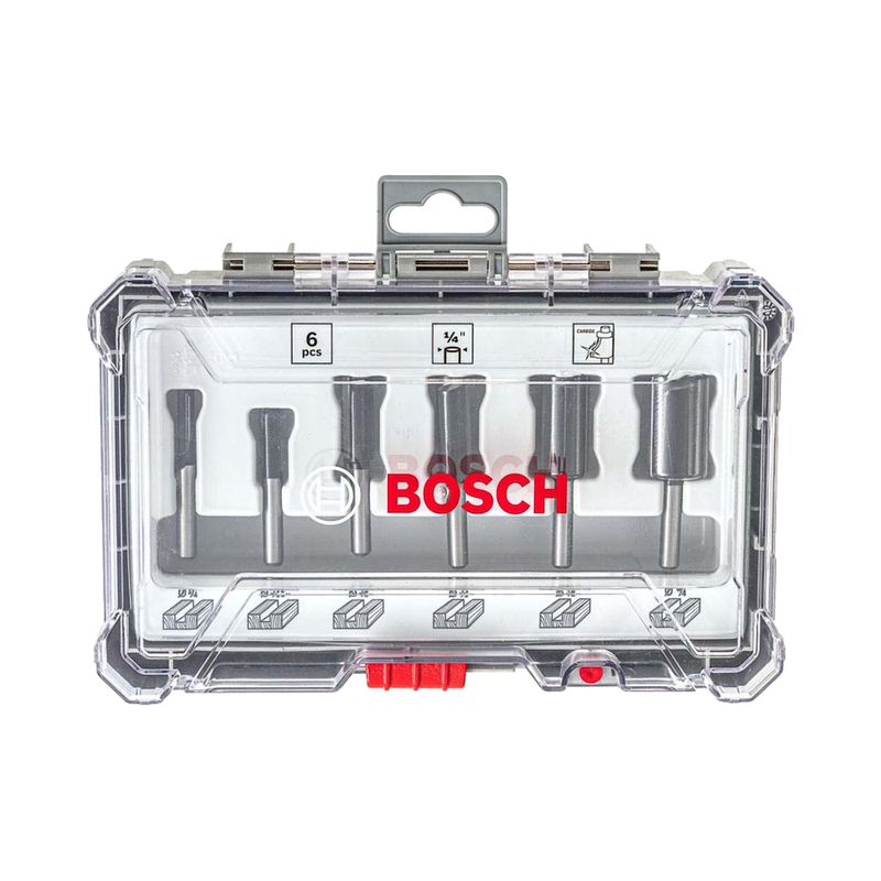 Jogo de fresas retas Bosch Standard encaixe de 1/4'' 6 peças