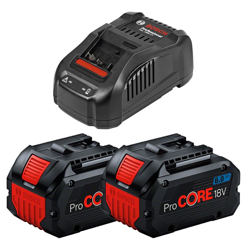 Kit Carregador Rápido 127V e 2 Baterias Procore 18V - 8,0AH (GAL 1800 CV) - Bosch