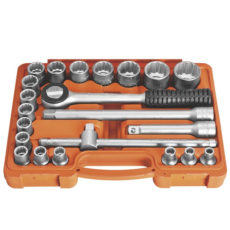 Maleta com Soquetes Estriados e Acessórios 1/2'' 22 Peças (44833/522) - Tramontina PRO