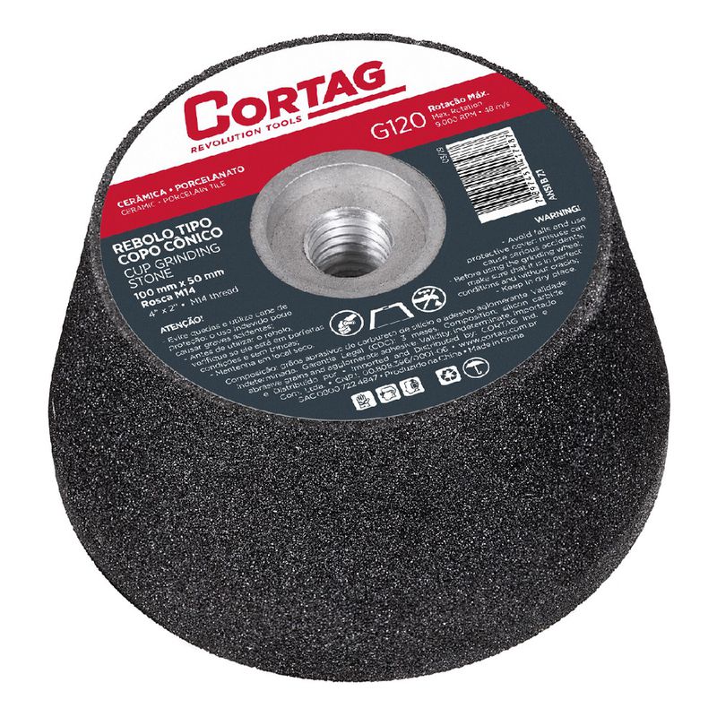 Rebolo Cônico Tipo Copo G-120 / 100mm (61750) - Cortag