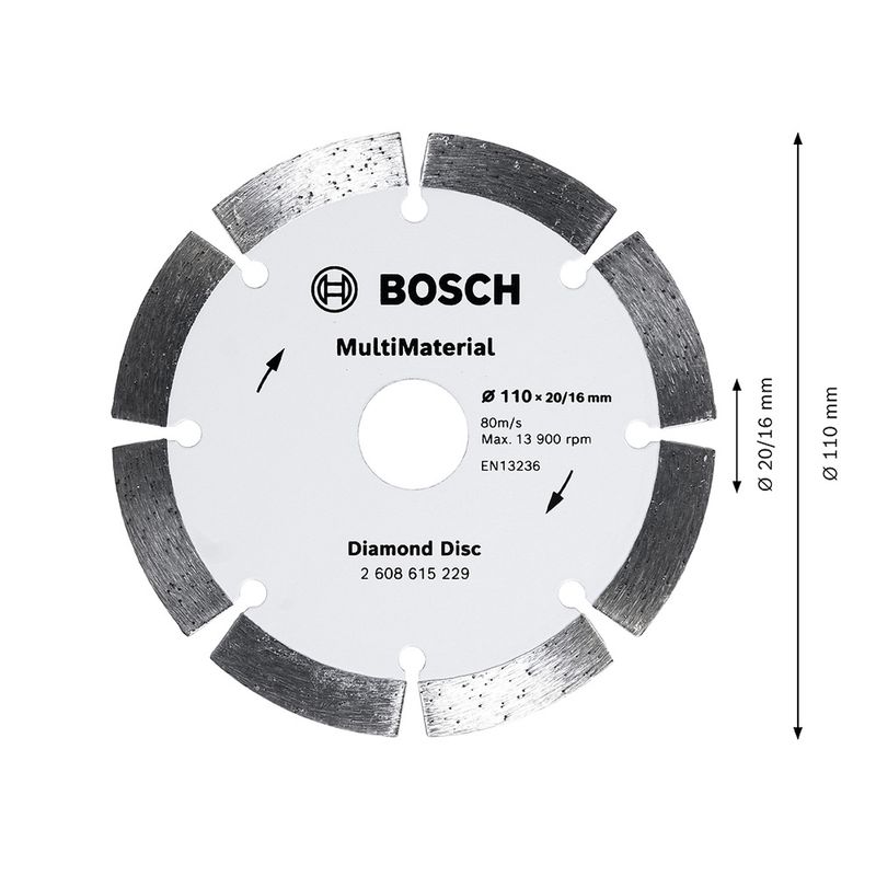 Disco Diamantado Multimaterial Segmentado 110mm (2608615229) - Bosch