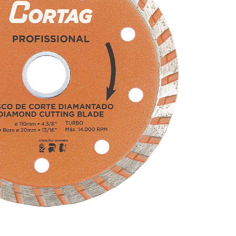 Disco de Corte Turbo Profissional 110mm (60764) - Cortag