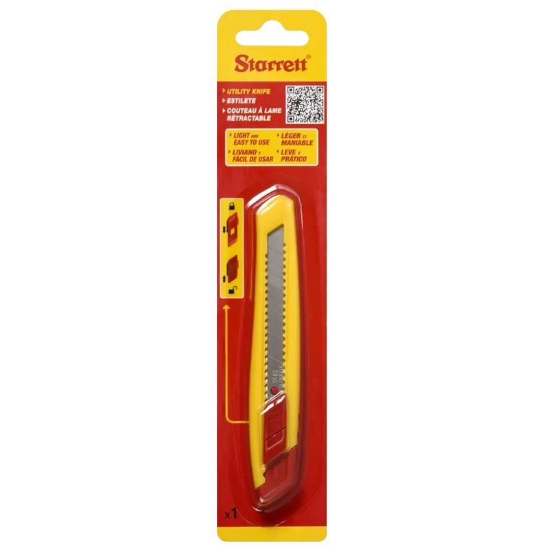 Estilete Série Starrett Lâmina Reta Estreita 9mm Com Trava Deslizante (KUS055-S) - Starrett