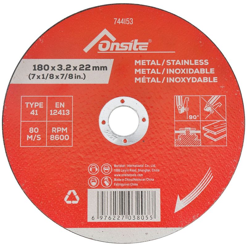 Disco de Corte Para Metal e Inox 7'' x 3,2mm x 7/8'' (744153) - Onsite